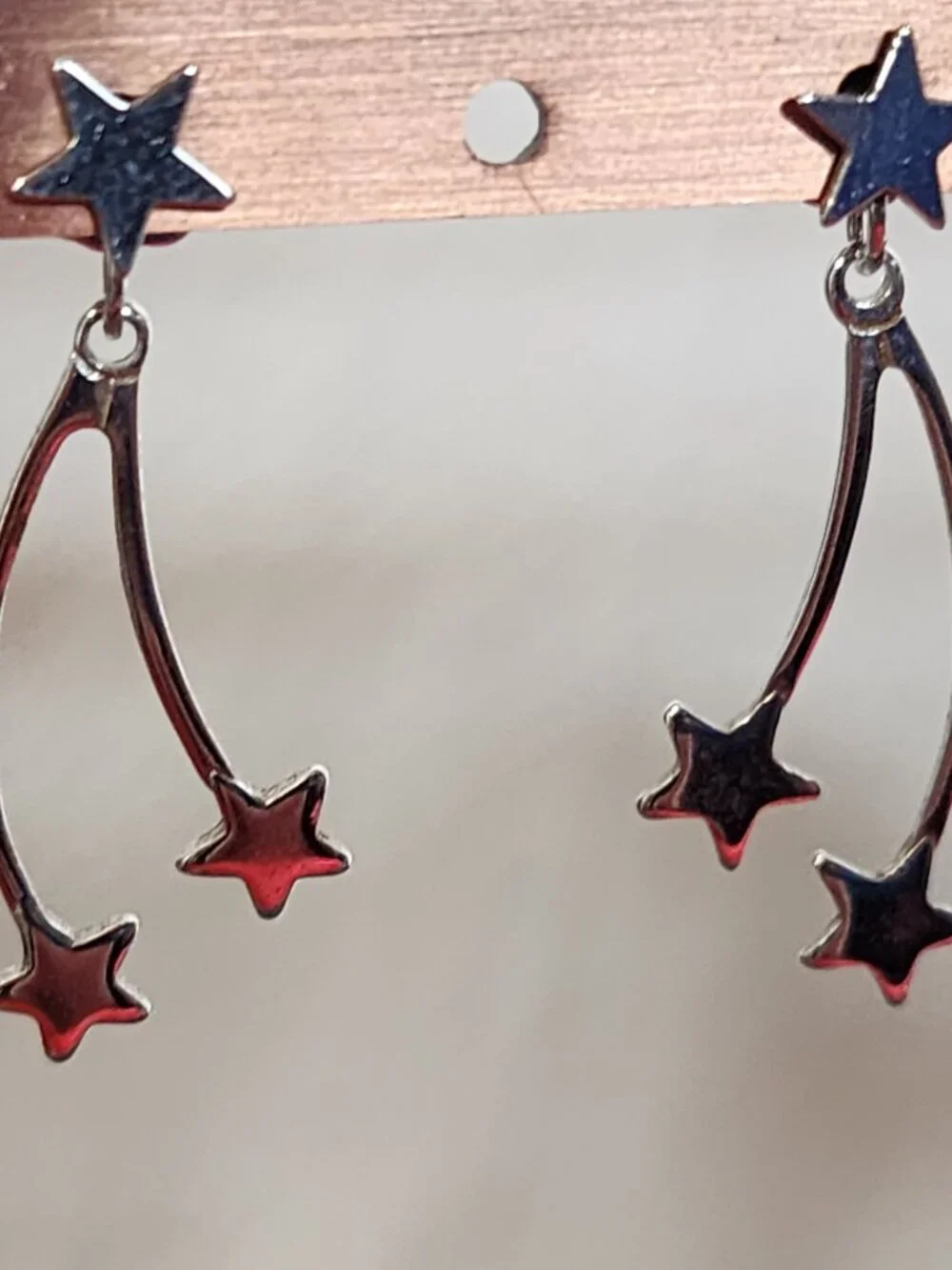 Avon Vintage Silver Tone Double Shooting Star Dangle with Star Stud Earrings